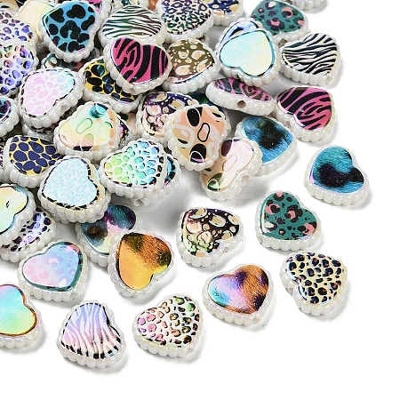 Rainbow Iridescent Printed Opaque Acrylic Beads OACR-D316-01B-01-1