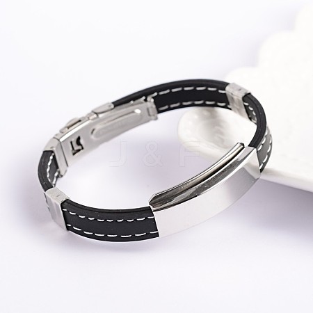Trendy Unisex PU Leather Cord Bracelets BJEW-E260-05P-1