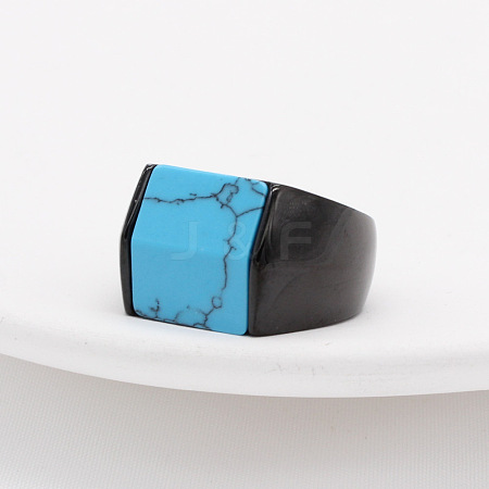 Rectangle Synthetic Turquoise Finger Ring FIND-PW0021-08C-EB-1