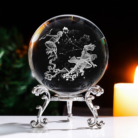 Inner Carving Constellation Glass Crystal Ball Diaplay Decoration PW-WG84004-02-1