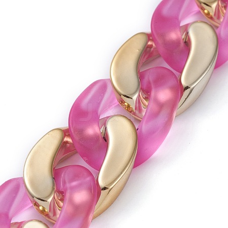 Handmade Golden Plated CCB Plastic & Transparent Acrylic Cuban Link Chains AJEW-JB00681-01-1