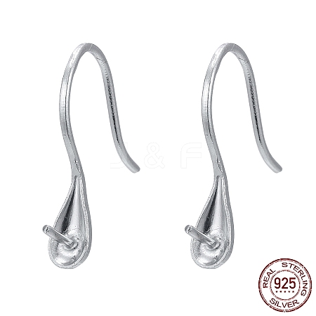 Rhodium Plated Sterling Silver Earring Hooks X-STER-E041-14P-1