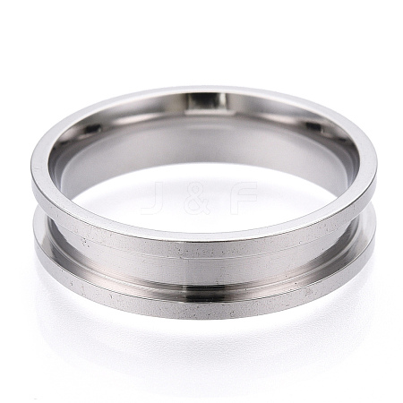 201 Stainless Steel Grooved Finger Ring Settings RJEW-TAC0017-6mm-04A-1