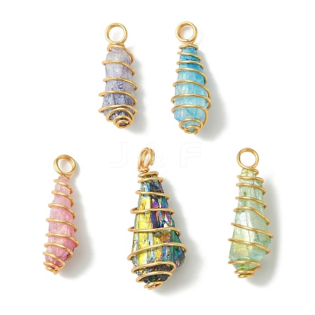 5Pcs Electroplated Natural Quartz Pendants PALLOY-JF03149-1