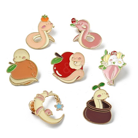 14Pcs 7 Styles Snake Enamel Pins JEWB-CJ0001-55-1