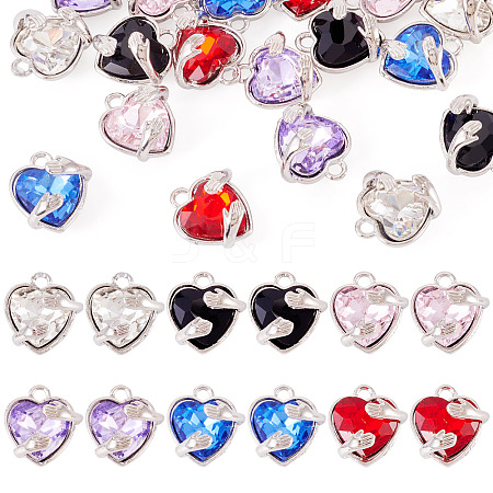 18Pcs 6 Colors Alloy Glass Charms FIND-TA0009-91P-1