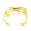 Butterfly Rack Plating Brass 2-Strand Open Cuff Bangles for Women BJEW-P322-01G-3