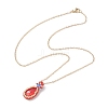 3Pcs 3 Colors Glass Teardrop Pendant Necklaces NJEW-MZ00066-6