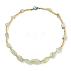 Natural Prehnite Nuggets Beaded Necklaces NJEW-P312-01P-1