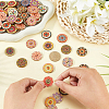 100Pcs Printed Wooden Buttons BUTT-CP0001-16-3
