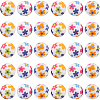 30pcs Round with Flower Pattern Silicone Focal Beads SIL-SC0002-03B-1