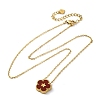 304 Stainless Steel Dark Red Enamel 5-Petal Flower Pendant Necklaces for Women NJEW-U032-17G-04-4