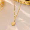 201 Stainless Steel Engraved Flower Rectangle Pendant Necklaces for Women WG2AA63-01-1