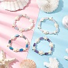 4Pcs Synthetic Turquoise & Natural Apatite & Amethyst & Aquamarine & Rose Quartz Beads Stretch Bracelets for Women BJEW-JB11995-1