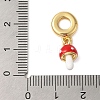 Rack Plating Brass Red Enamel European Dangle Charms KK-P279-38G-3