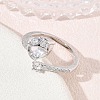 Brass Micro Pave Cubic Zirconia Cuff Open Rings CU-CBAEC29-08P-3