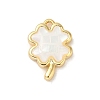 Rack Plating Brass & Shell Clover Charms with Epoxy Resin KK-K380-01G-01-1