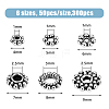 HOBBIESAY 300Pcs 6 Styles Tibetan Style Alloy Spacer Beads FIND-HY0003-49-2