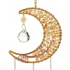 Natural Citrine Chip & Brass Moon Hanging Suncatcher Pendant Decoration PW23041119866-2