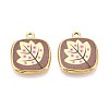 Printed Style 304 Stainless Steel Square Pendants STAS-T071-25B-G-1