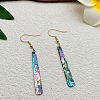 Acrylic Imitation Abalone Shell Long Bar with Alloy Hook Dangle Earrings WG65F43-01-1