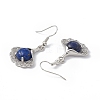 Natural Lapis Lazuli Ginkgo Leaf Dangle Earrings with Crystal Rhinestone EJEW-A092-03P-07-4