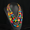 Bohemian Style Nuggets Wood Beaded Multilayer Necklaces for Women WG93846-01-1