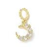 Brass Micro Pave Clear Cubic Zirconia Crescent Moon European Dangle Charms KK-A236-20G-1