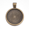 Flat Round Alloy Pendant Cabochon Settings LS-PALLOY-A15654-AB-2