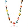 Bohemian Handmade Colorful Porcelain Beaded Waxed Cord Long Necklaces for Women FS-WGF474B-02-2