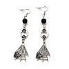 Halloween Alloy Skull Dangle Earrings EJEW-K316-01B-AS-2