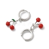 Cherry Brass Enamel Hoop Earrings EJEW-M077-14P-02-2