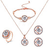 Alloy Rhinestone Link Bracelets & Stud Earrings & Pendant Necklaces & Rings Sets WG6A31F-02-3