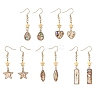 5 Pairs 5 Styles Brass Enamel Dangle Earrings EJEW-JE06570-2