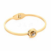 Crystal Rhinestone Flat Round with Roman Numeral Bangle BJEW-N017-011LG-1