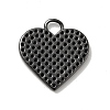 Heart Brass Micro Pave Black Cubic Zirconia Pendants KK-G419-24B-3