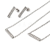 Rectangle 304 Stainless Steel Rhinestone Pendant Necklaces & Bracelets & Stud Earrings Sets for Women SJEW-C004-08P-2