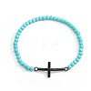 Men's Turquoise Beaded Cross Bracelet MS7461-12-1