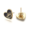 Brass Enamel Stud Earrings EJEW-L224-42G-3