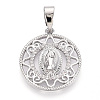 Brass Micro Pave Clear Cubic Zirconia Pendants KK-N268-53P-1