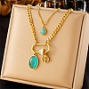 Retro Double-Layer Stainless Steel Pendant Necklace PW-WG35A2F-02-1