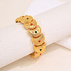 Exotic Embossed Texture Crescent Moon Brass Rhinestone Cuff Bangle with Clasps for Women OM4527-2