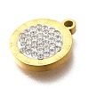 304 Stainless Steel Flat Round Hexagon Pendants STAS-Q348-32G-2