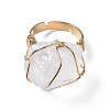 Adjustable Natural Quartz Crystal Finger Rings RJEW-T019-02J-KC-2