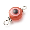 Flat Round Evil Eye Resin Connector Charms PALLOY-JF01799-02-4