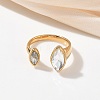 304 Stainless Steel Pave Clear Cubic Zirconia Cuff Open Rings for Women RJEW-F207-03D-G-4