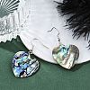 Platinum Tone Brass Natural Paua Shell Dangle Earrings EJEW-M091-01-3