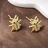 Brass Micro Pave Clear Cubic Zirconia Stud Earrings EJEW-F400-03D-G-5