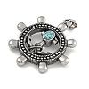 304 Stainless Steel & Synthetic Turquoise Rudder Big Pendants STAS-D110-07AS-2