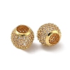 Barrel Brass Clear Cubic Zirconia European Beads KK-D228-16G-1